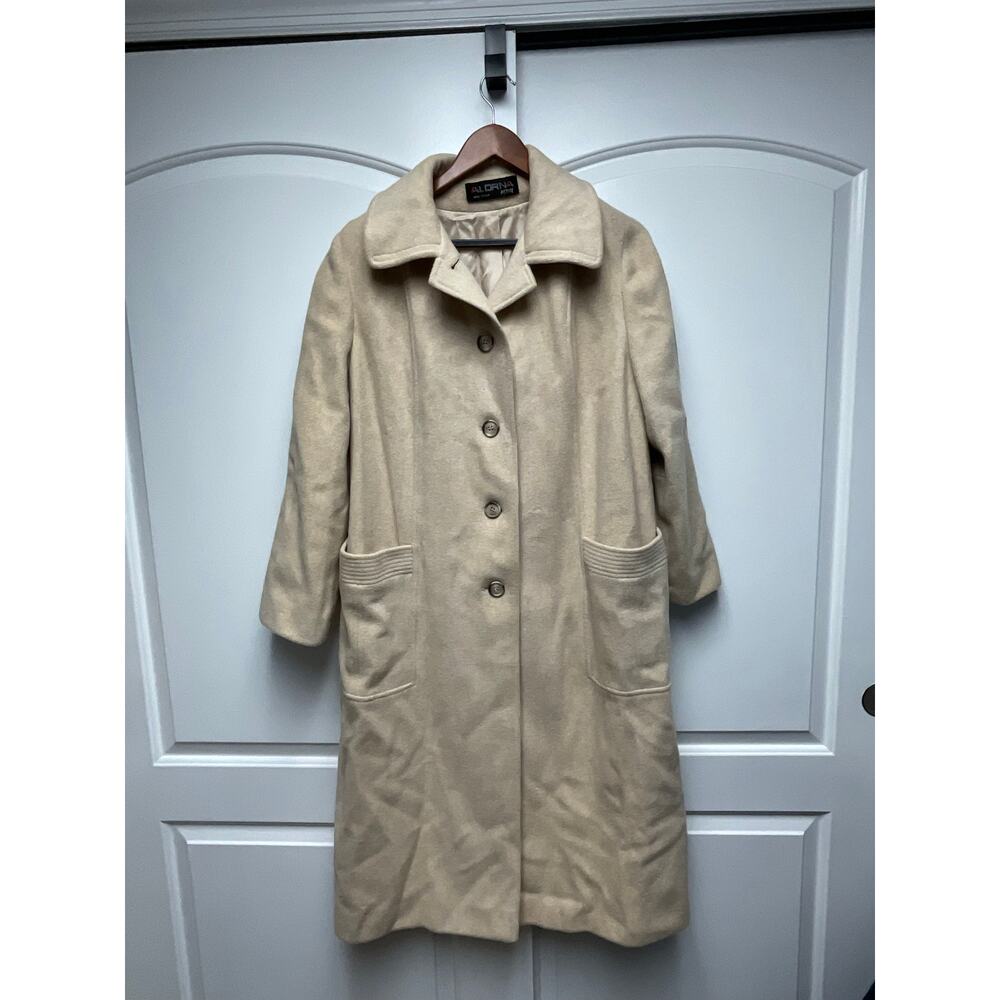 80s 'Alorna' Beige Wool Nylon Coat Coat Size Large Petite